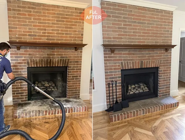 Hemet Chimney Sweep carefully sanitizing a fireplace in Hemet, CA